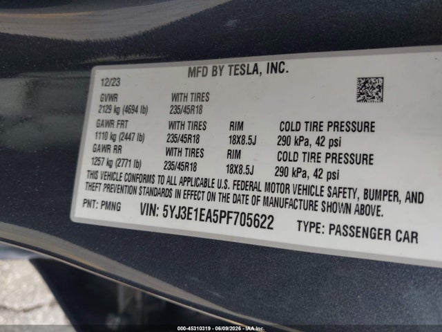 Tesla Model 3 Rear-wheel Drive 2023 5YJ3E1EA5PF705622 Image 9