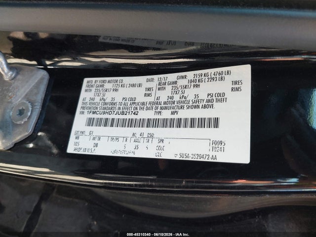Ford ESCAPE SEL 2018 1FMCU9HD7JUB21742 Image 9