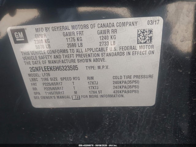 Chevrolet EQUINOX LS 2017 2GNFLEEK6H6323505 Image 9