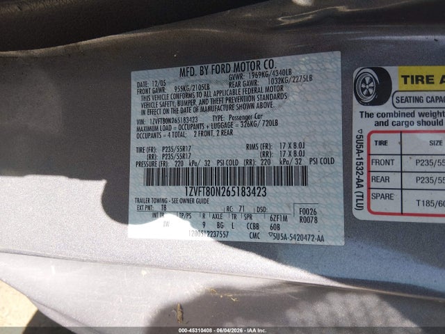 Продажа на аукционе авто 2006 Ford Mustang V6, vin: 1ZVFT80N265183423, номер лота: 45310408