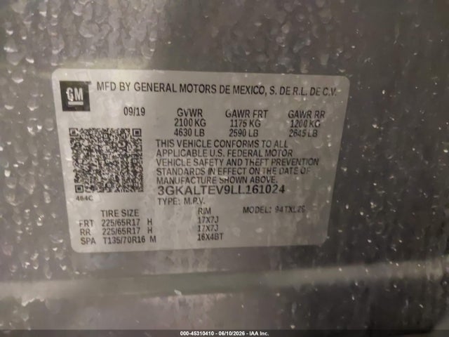 45310410 :رقم المزاد ، 3GKALTEV9LL161024 vin ، 2020 Gmc Terrain Awd Sle مزاد بيع