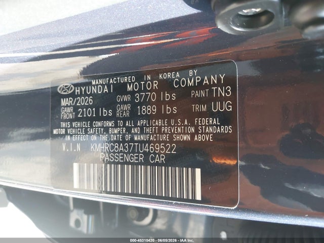 Продаж на аукціоні авто 2026 Hyundai Venue Sel W/two-tone Roof, vin: KMHRC8A37TU469522, номер лоту: 45310420