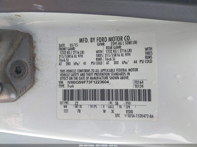 NM0GS9F73F1223604 Ford Transit Connect Xlt