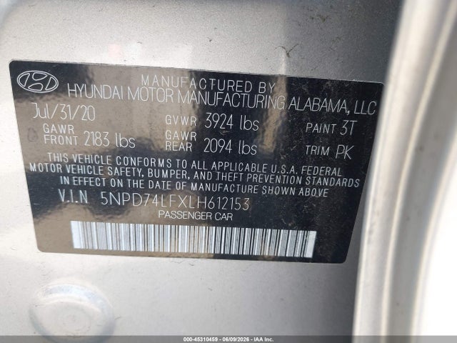Hyundai ELANTRA SE 2020 5NPD74LFXLH612153 Image 9