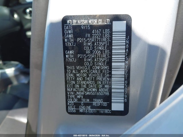 Aukcja sprzedaży 2016 Nissan Juke Sl, vin: JN8AF5MV5GT650798, numer aukcji: 45310515