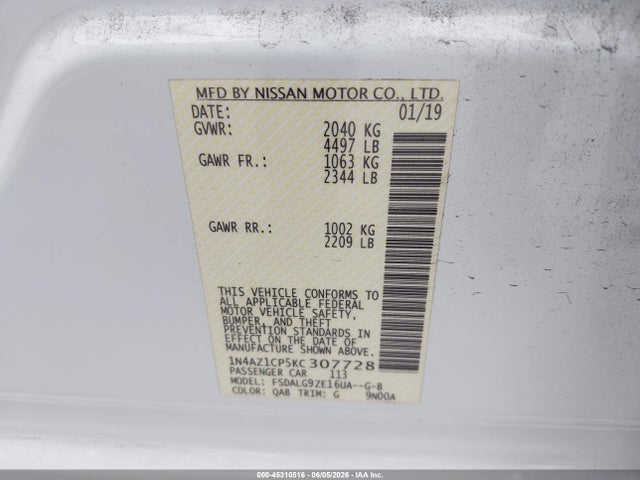 Nissan Leaf Sl 2019 1N4AZ1CP5KC307728 Image 9