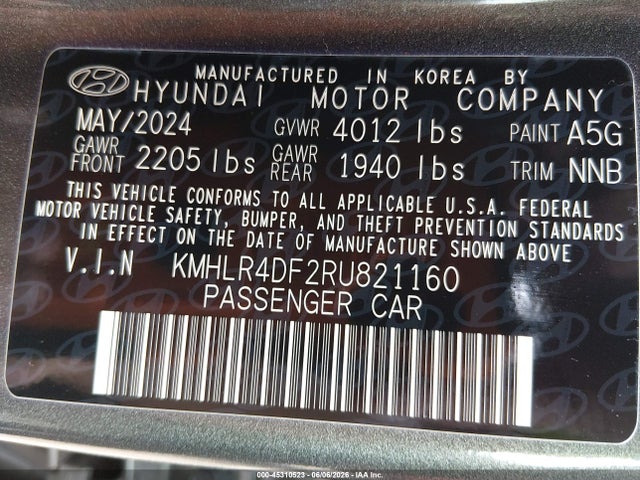 Продажа на аукционе авто 2024 Hyundai Elantra N Line, vin: KMHLR4DF2RU821160, номер лота: 45310523