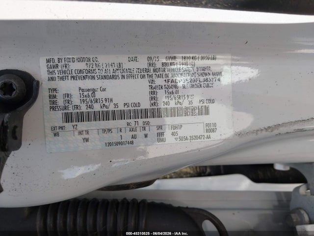 1FADP3E29FL385774 Ford FOCUS S