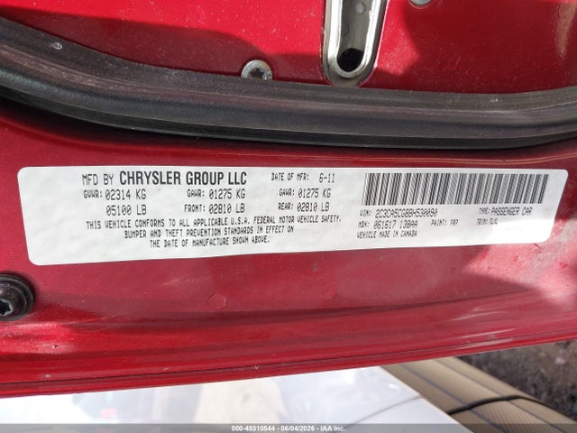 2011 Chrysler 300 Limited მანქანა იყიდება აუქციონზე, vin: 2C3CA5CG8BH530090, აუქციონის ნომერი: 45310544
