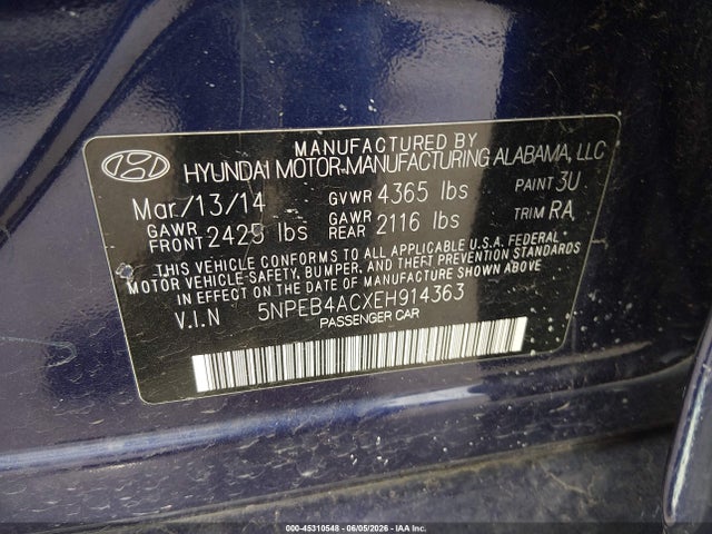 Hyundai SONATA GLS 2014 5NPEB4ACXEH914363 Image 9