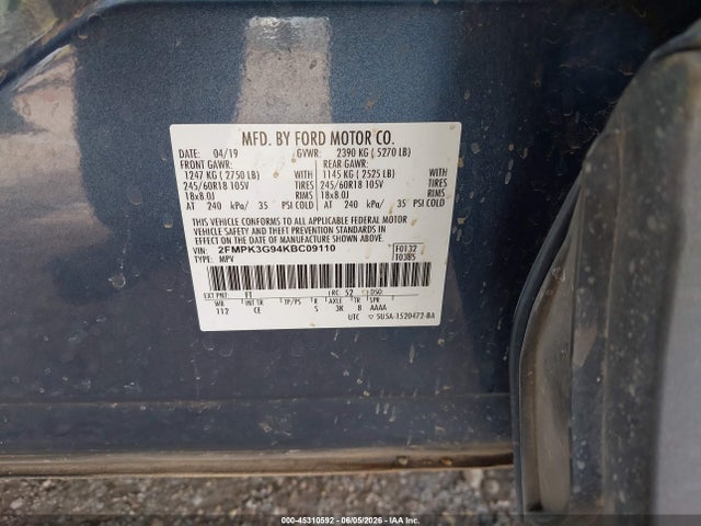 Ford EDGE SE 2019 2FMPK3G94KBC09110 Image 9