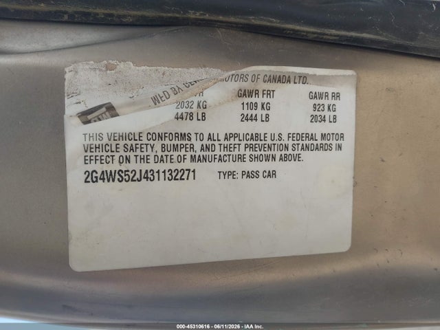 Продажа на аукционе авто 2003 Buick Century Custom, vin: 2G4WS52J431132271, номер лота: 45310616
