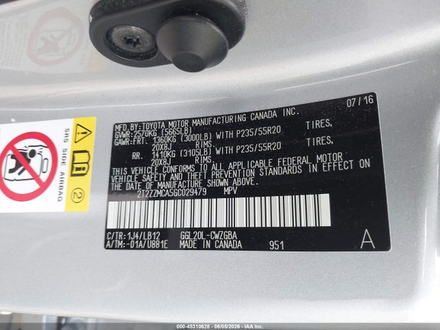 Продажа на аукционе авто 2016 Lexus Rx 350, vin: 2T2ZZMCA5GC029479, номер лота: 45310628