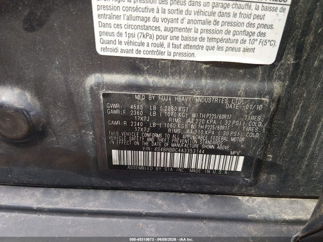 Aukcja sprzedaży 2010 Subaru Outback 2.5i Premium, vin: 4S4BRBBC4A3353144, numer aukcji: 45310673