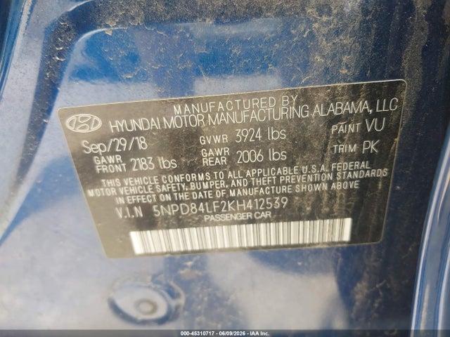 Hyundai ELANTRA SEL 2019 5NPD84LF2KH412539 Image 9