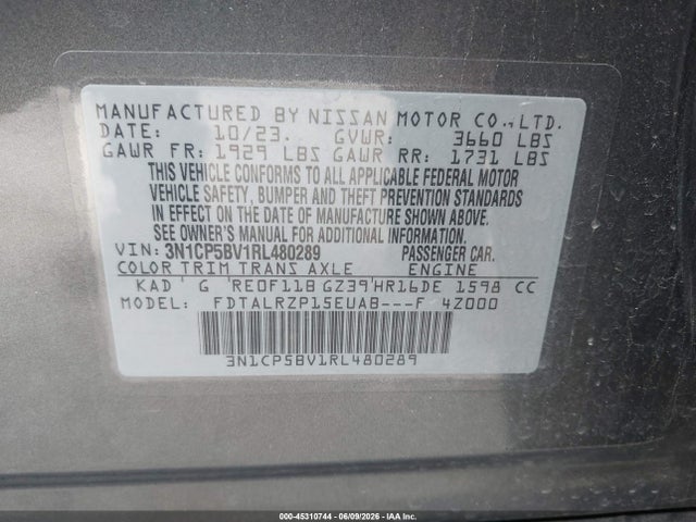 45310744 :رقم المزاد ، 3N1CP5BV1RL480289 vin ، 2024 Nissan Kicks S Xtronic Cvt مزاد بيع