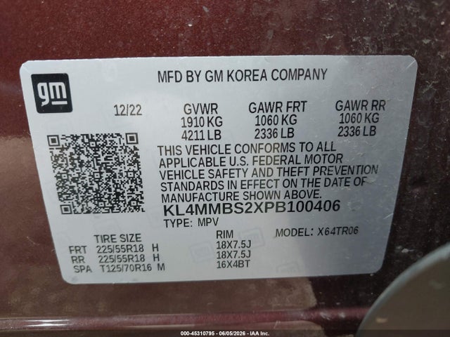 45310795 :رقم المزاد ، KL4MMBS2XPB100406 vin ، 2023 Buick Encore Gx Preferred Fwd مزاد بيع