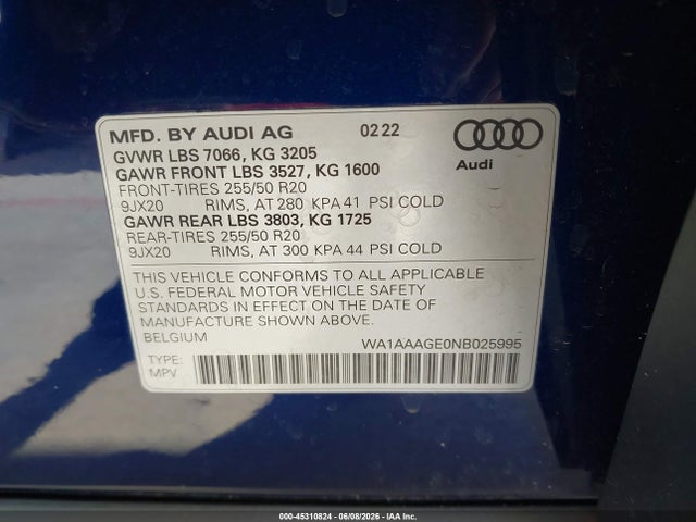 Audi E-tron Premium Quattro 2022 WA1AAAGE0NB025995 Image 9