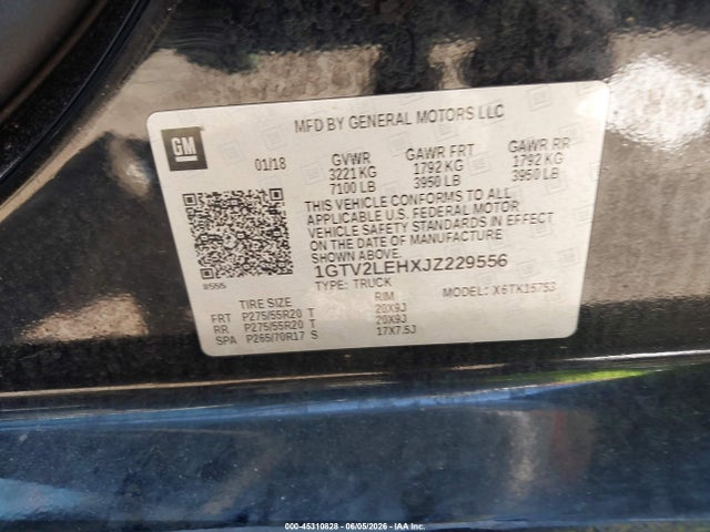 Продажа на аукционе авто 2018 Gmc Sierra 1500, vin: 1GTV2LEHXJZ229556, номер лота: 45310828