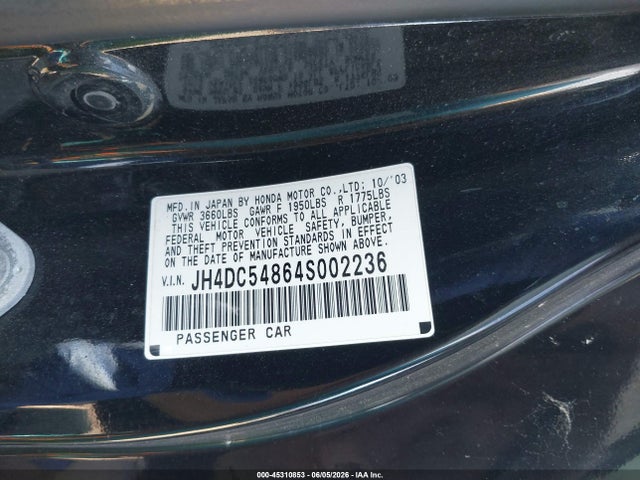 Продажа на аукционе авто 2004 Acura Rsx, vin: JH4DC54864S002236, номер лота: 45310853