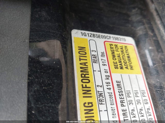 Aukcja sprzedaży 2012 Chevrolet Malibu Ls, vin: 1G1ZB5E09CF198319, numer aukcji: 45310857