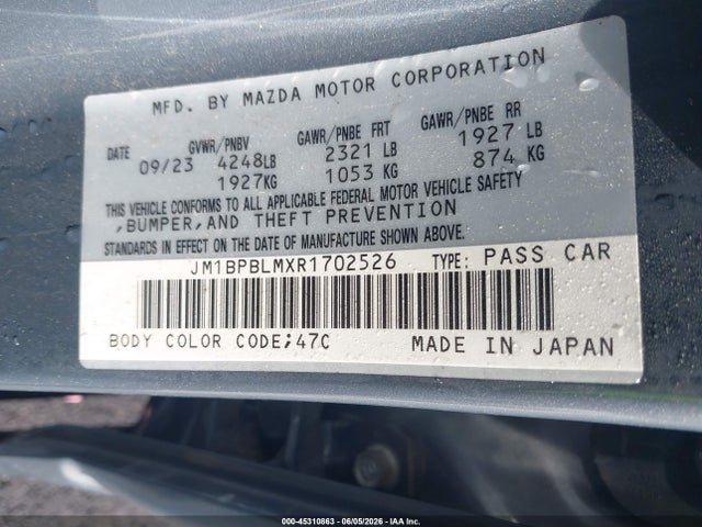 Aukcja sprzedaży 2024 Mazda Mazda3, vin: JM1BPBLMXR1702526, numer aukcji: 45310863