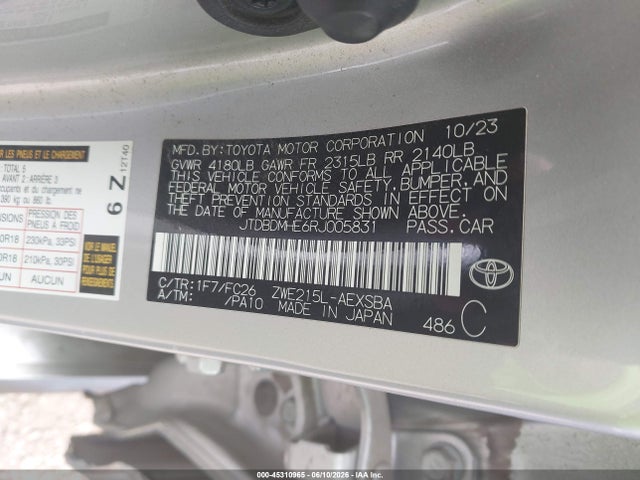 JTDBDMHE6RJ005831 Toyota Corolla Hybrid Se