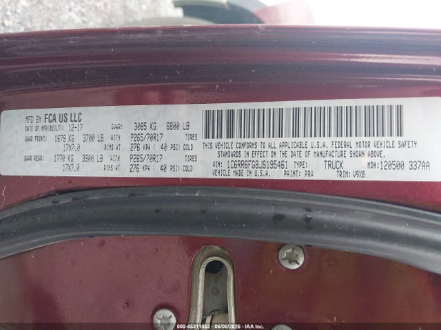 Продажа на аукционе авто 2018 Ram 1500 Tradesman  4x2 6'4 Box, vin: 1C6RR6FG8JS195461, номер лота: 45311052