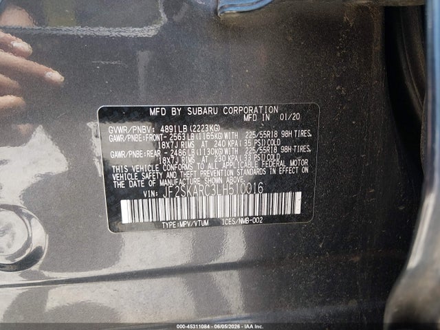 Продажа на аукционе авто 2020 Subaru Forester Sport, vin: JF2SKARC3LH510016, номер лота: 45311084