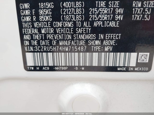 Honda Hr-v Ex-l 2017 3CZRU5H74HM715487 Image 9