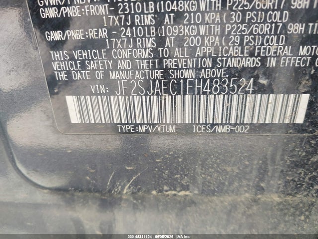 Продаж на аукціоні авто 2014 Subaru Forester 2.5i Premium, vin: JF2SJAEC1EH483524, номер лоту: 45311124