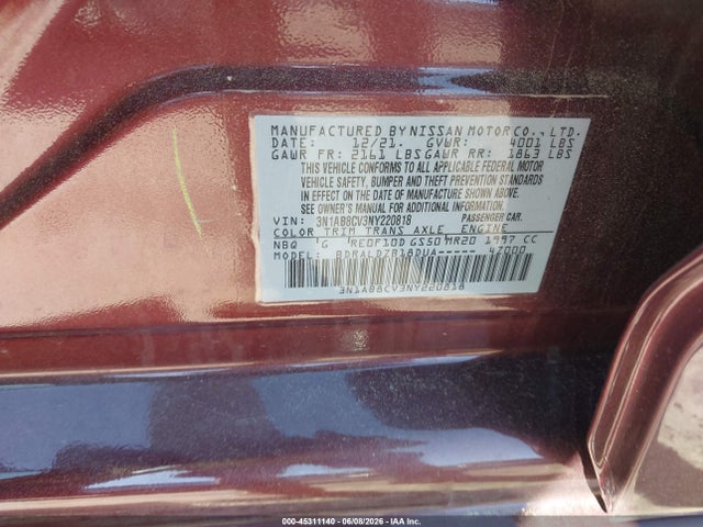 3N1AB8CV3NY220818 Nissan Sentra Sv Xtronic Cvt