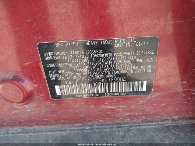 Aukcja sprzedaży 2010 Subaru Forester 2.5x Premium, vin: JF2SH6CC9AH769904, numer aukcji: 45311144