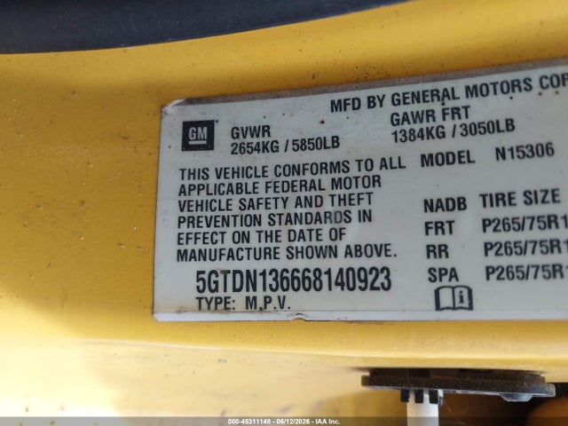 Продаж на аукціоні авто 2006 Hummer H3 Suv, vin: 5GTDN136668140923, номер лоту: 45311148