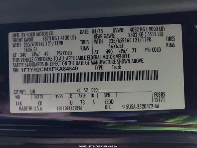 Ford Transit-250 2015 1FTYR2CMXFKA84540 Image 9