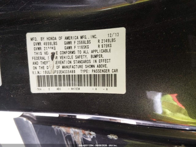 Aukcja sprzedaży 2014 Acura Tl 3.5, vin: 19UUA8F50EA005489, numer aukcji: 45311294