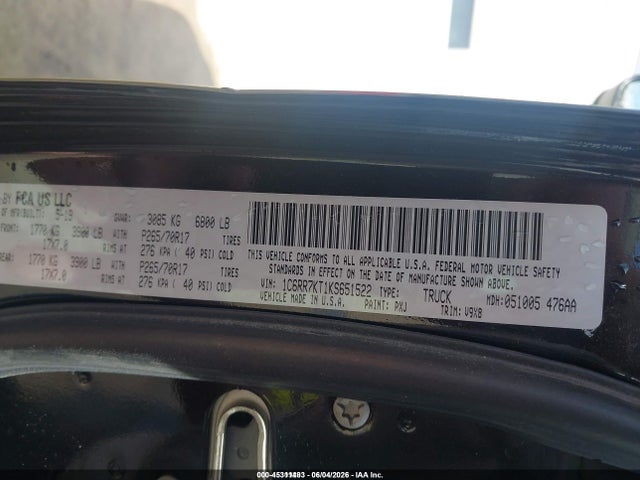 Aukcja sprzedaży 2019 Ram 1500 Classic Tradesman  4x4 5'7 Box, vin: 1C6RR7KT1KS651522, numer aukcji: 45311483