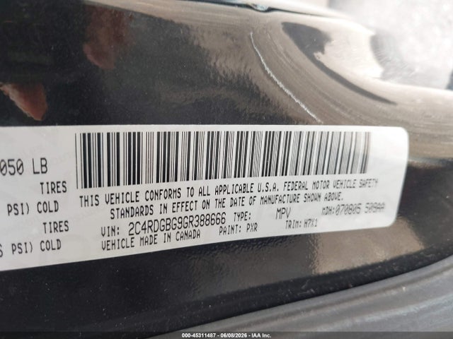 Aukcja sprzedaży 2016 Dodge Grand Caravan Se, vin: 2C4RDGBG9GR388666, numer aukcji: 45311487