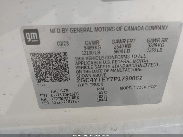 Продажа на аукционе авто 2023 Chevrolet Silverado 3500hd 4wd  Standard Bed Lt, vin: 2GC4YTEY7P1730061, номер лота: 45311496