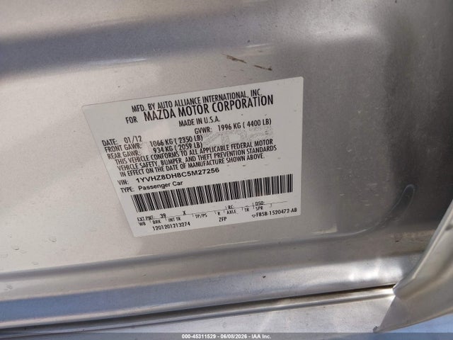 Продаж на аукціоні авто 2012 Mazda Mazda6 I Touring, vin: 1YVHZ8DH8C5M27256, номер лоту: 45311529