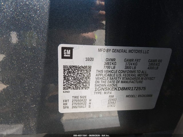 Aukcja sprzedaży 2021 Chevrolet Suburban 4wd Rst, vin: 1GNSKEKD8MR172575, numer aukcji: 45311541