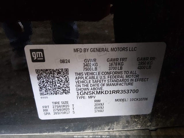 1GNSKMKD1RR353700 Chevrolet Tahoe 4wd Ls