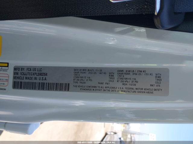 2023 Jeep Gladiator Mojave 4x4 მანქანა იყიდება აუქციონზე, vin: 1C6JJTEGXPL590264, აუქციონის ნომერი: 45311589