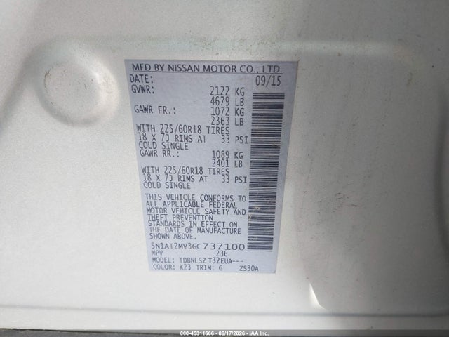 Nissan Rogue Sl 2016 5N1AT2MV3GC737100 Image 9
