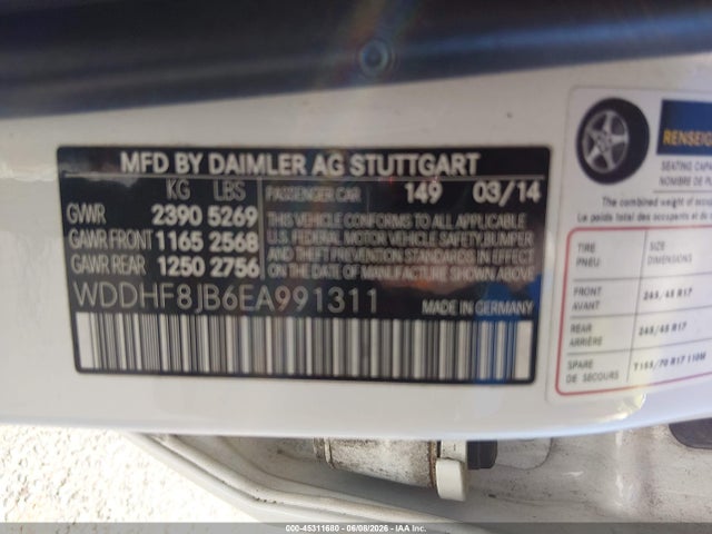2014 Mercedes-benz E 350 4matic მანქანა იყიდება აუქციონზე, vin: WDDHF8JB6EA991311, აუქციონის ნომერი: 45311680