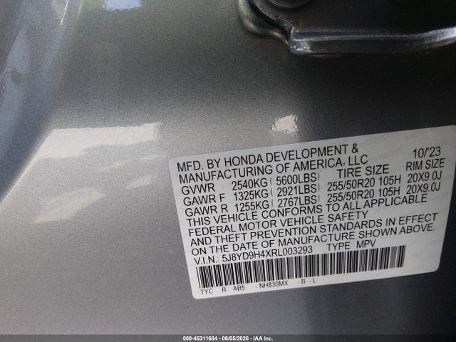 Aukcja sprzedaży 2024 Acura Mdx Technology Package, vin: 5J8YD9H4XRL003293, numer aukcji: 45311684
