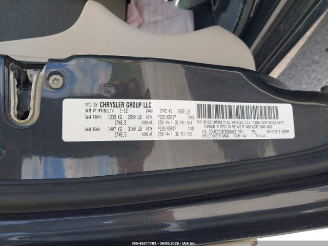 Aukcja sprzedaży 2012 Chrysler Town & Country Touring-l, vin: 2C4RC1CG9CR260002, numer aukcji: 45311703