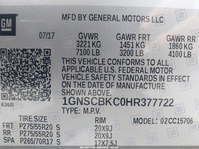 Chevrolet Tahoe Lt 2017 1GNSCBKC0HR377722 Image 9