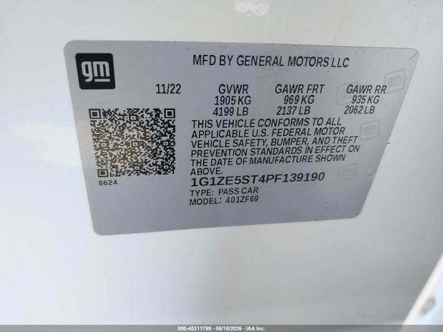 1G1ZE5ST4PF139190 Chevrolet Malibu Fwd 2lt
