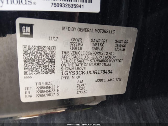 Продажа на аукционе авто 2018 Cadillac Escalade Premium Luxury, vin: 1GYS3CKJXJR178464, номер лота: 45311882